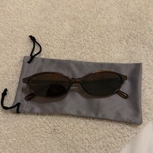 Brown Oval Sunglasses with Case